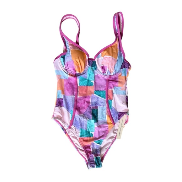 Nanette Lepore Swim Color Block One Piece Swimsuit NWT 4 Molded Cups Underwire - Picture 1 of 9